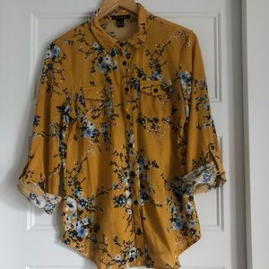 Yellow floral button up